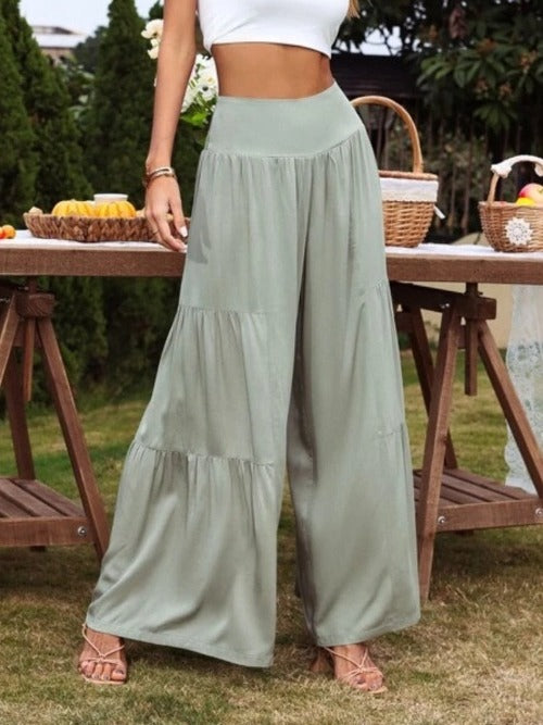 High Waist Relaxed Fit Patchwork Pants
