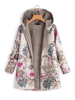 Dames Winter Warm Floral Hooded