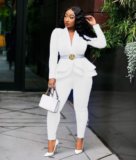 Womens Two Pieces Sets Womens Regular Pantsuit Formal Casual Business  Office Suit Set Long Sleeve Office Pantsuit for Women White XL   Amazonin Clothing  Accessories