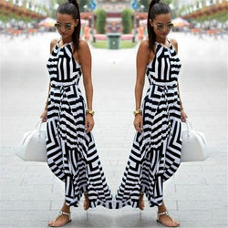Summer Maxi Long Dress Boho Striped