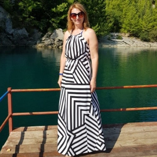Summer Maxi Long Dress Boho Striped