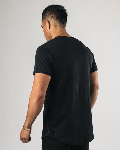 Men Henley Slim-Fit Shirt - Black - Bkinz Store
