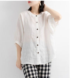 O-Neck Long Sleeve Shirt Dames - White - Bkinz Store