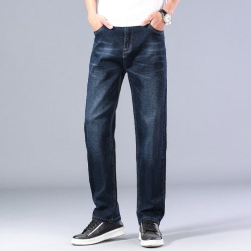 Casual Relaxed Jeans - Blue Black