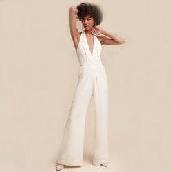 Backless Top Style Jumpsuit - White