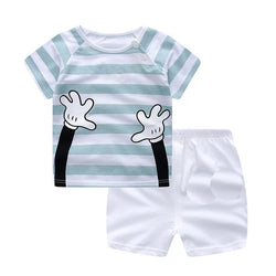 Mode cartoon print baby jongens & meisjes kleding sets